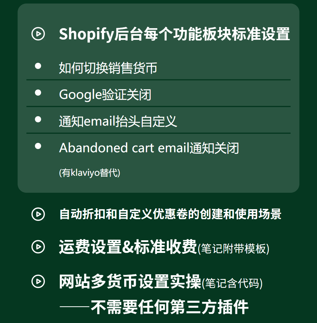 课程大纲 - Shopify